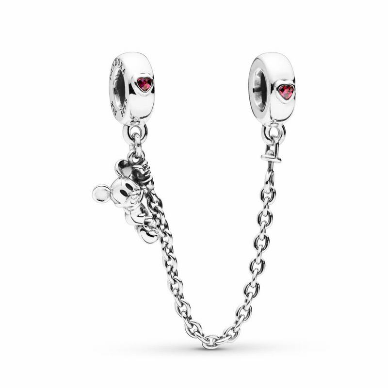 Pandora Disneyr Climbing Mickey Safety Chain - Sterling Silver/Red/Cubic Zirconia - Canada | GH1606U